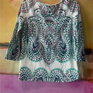 Talbots Tee Small Top Paisley Boat Neck 3/4 Sleeve Stretch Knit
Casual Shirt